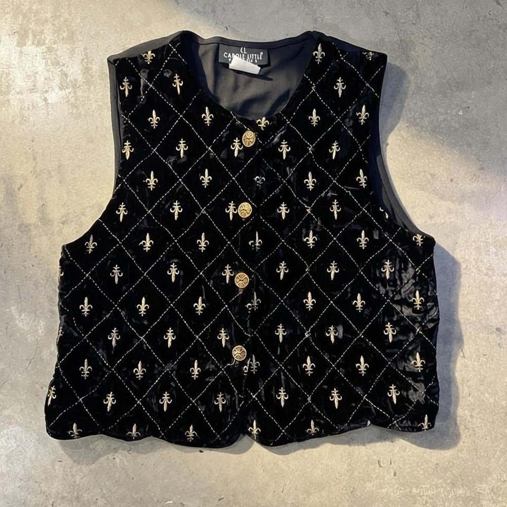 Carole Little Petites black button-front vest